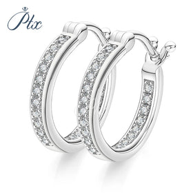 Dropshipping GRA Certification Round Diamond 925 Sterling Silver Huggie VVS Moissanite Earrings