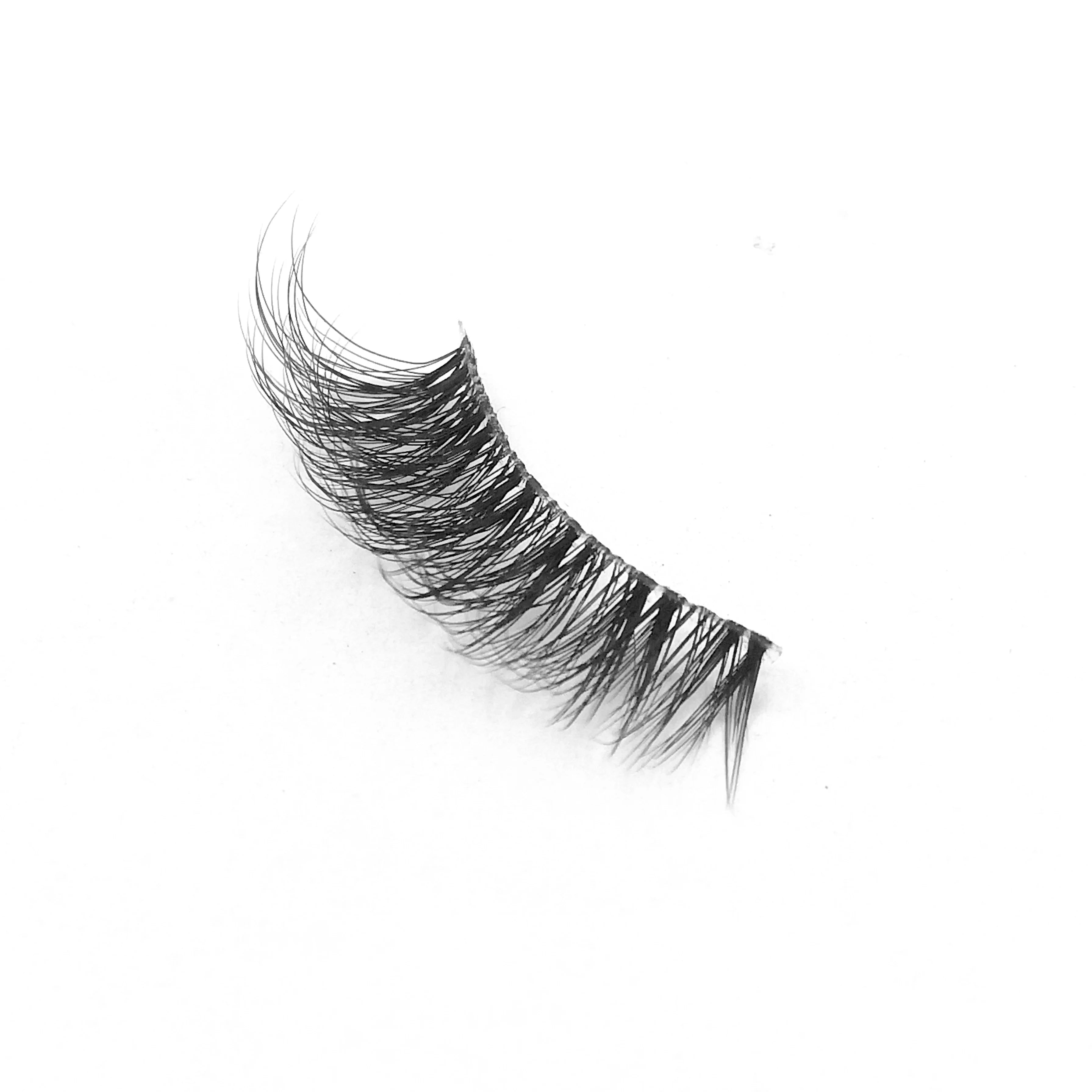 AJH18 Half Strip False Lashes Cruelty Free Clear Invisible Band Faux Mink Synthetic 3d Natural Wholesale 9-12mm