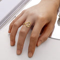 Yiwu Srui New 18K Gold Plating Stainless Steel Heart Open Rings Fashion Titanium Steel Heart Finger Ring for Woman