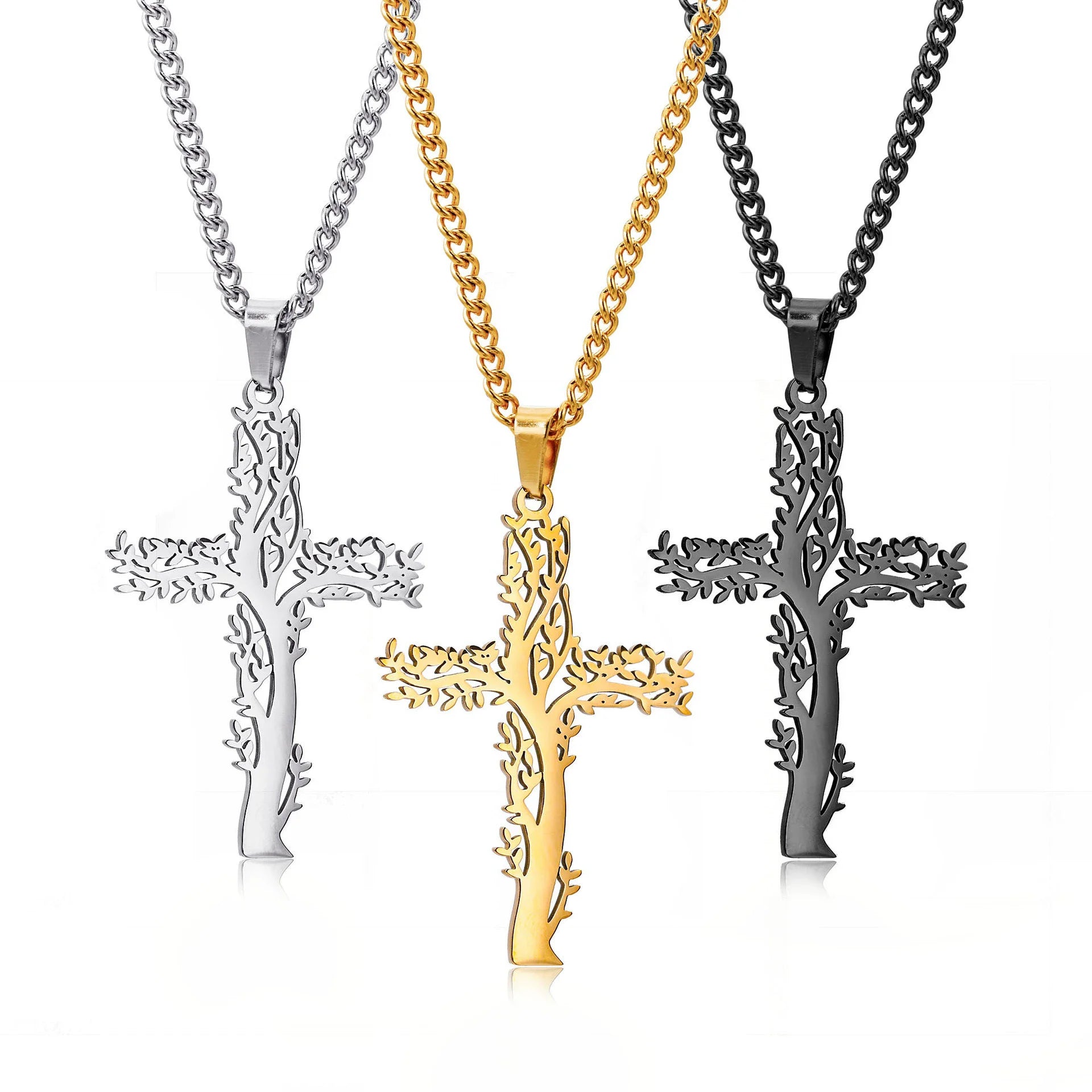 Stainless Steel Life Tree Cross Necklace for Men and Women Pendant for  Wholesale NS10295