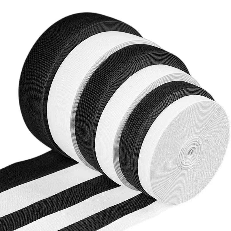 Black White 1cm 1.5cm 2cm 2.5cm 3cm 4cm 5cm Wide Knitted Elastic Band for Waist Band Wrap  Web Band