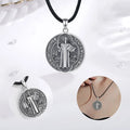 Merryshine 925 Sterling Silver Religious Faith St. Benedict Pendant Al Por Mayor Necklaces with Pearl Chains for Men