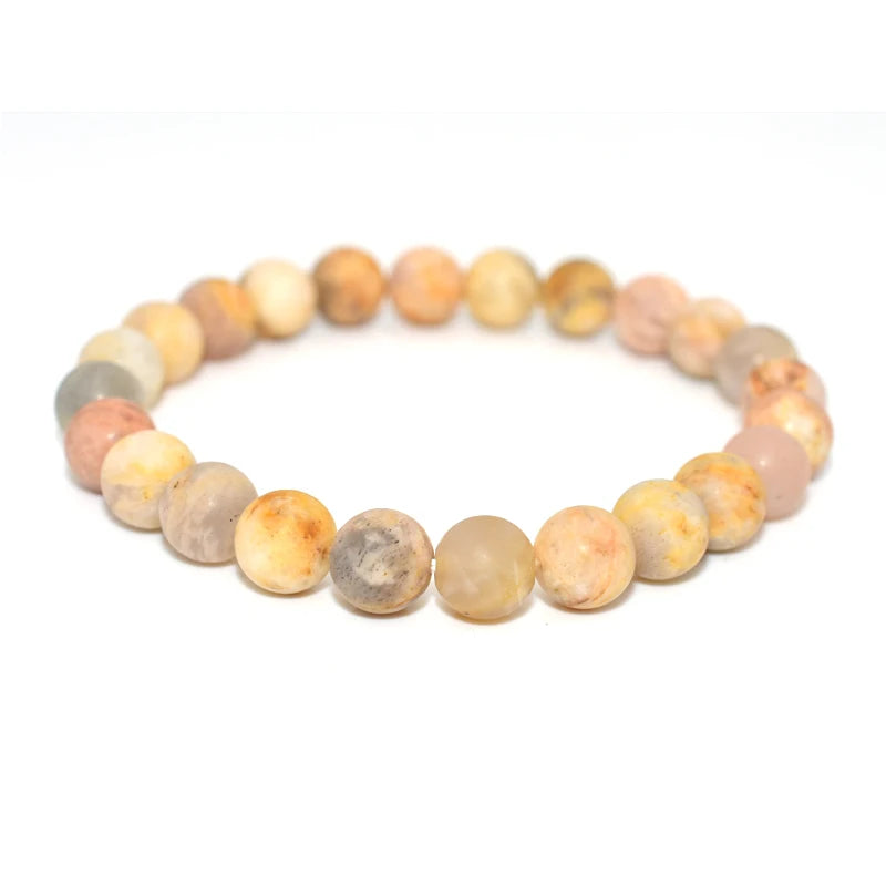 6/8/10/12mm Matte Sun Stone Beaded Bracelet Vintage Style for Gift Wedding Party Anniversary Engagement Buddhism Occasion