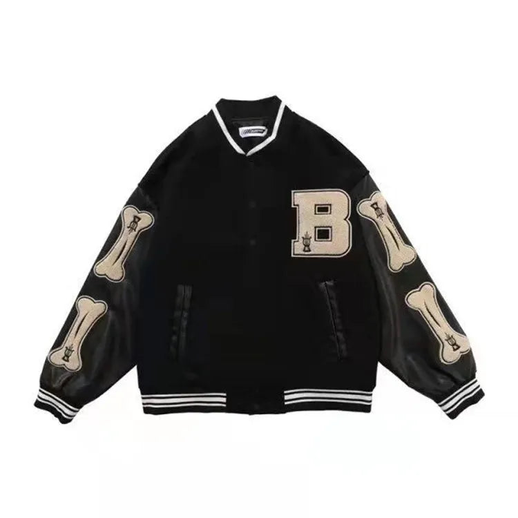 European American High Street Hip-hop Woolen Men's Baseball Varsity Jacket New Stand Collar Design for Autumn Wear