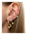 14K Gold Plated Stainless Steel No Tarnish Huggie Heart Drop Hoop Earrings Jewelry for Valentines Day Gift Women