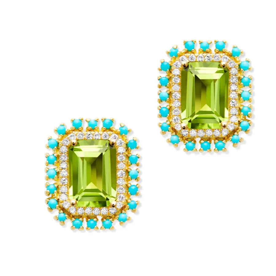 Fashion Earrings Stud Blue or Green CZ Silver Earings for Women Jewelry Sterling Silver 925 18k Gold Stud Earrings