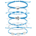 New Boho Waterproof Anklets Surfer Wave Wax String Ankle Bracelets Ocean Wave Turtle Friendship Wrap Bracelets Boho Braided