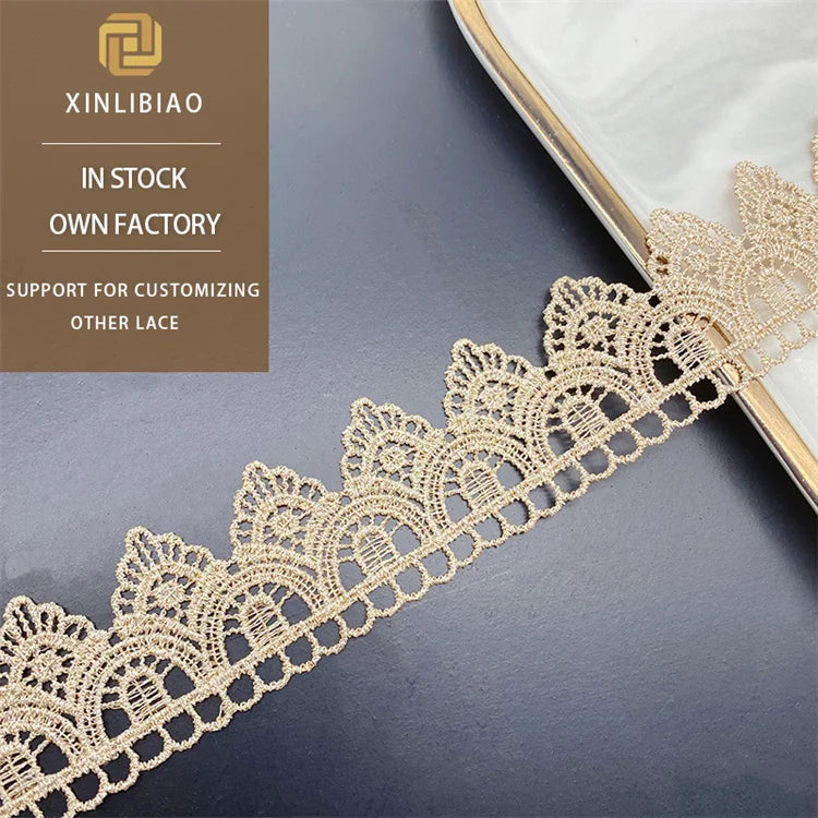 Women's DIY Clothing Accessories Gold Spot and Thread Lace with Bar Code Unilateral Water-Soluble Fabric for Shoes and Skirts