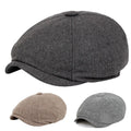 Stripe Autumn Winter Men Short Brim Elasticity Newsboy Hat Outdoor Keep Warm Korean Version Unisex Beret Peaked Cap