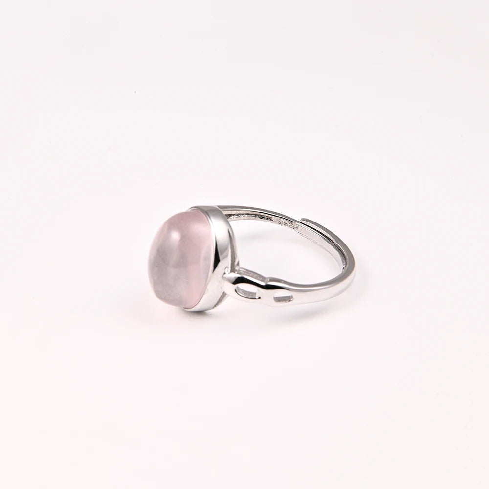 HOYON 100% 925 Sterling Silver Natural Gem Powder Crystal 6 Carat Women's Ring Fashion Minimalist Style Wedding Jewelry Gift