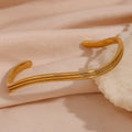 Minimalist Fashion Jewelry Bracelets Bangles 18K Gold Plated Water Wave Shape Open Stainless Steel Bangles