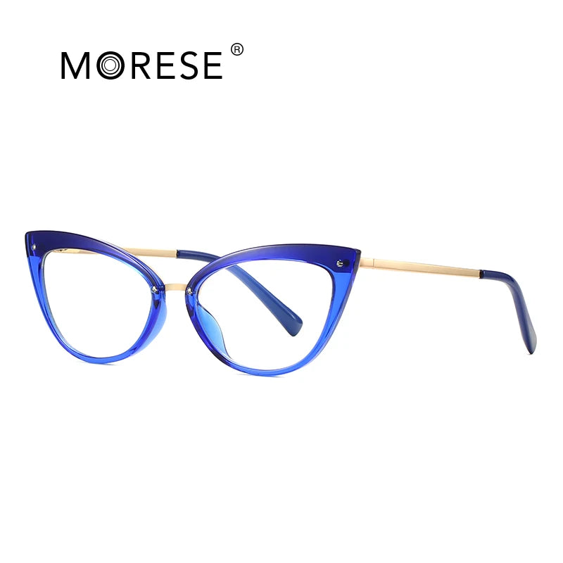 MORESE Fashion 2070 Animal Print Cat Eye Anti Blue Light Blocking Full Rim Eyeglass Frames for Unisex Stocked Fast Delivery