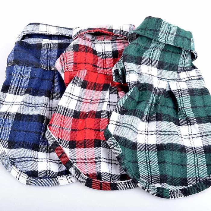 Wholesale Cheap Low Price Dog Shirt Clothes Checkered