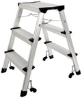 OEM ODM Customizable 3-step Aluminum Folding Platform Ladder with Loading Wheels Safe Ladder for Commercial Maintenance