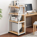Heavy Load 4-Tier Wood Host Shelf Organizer Freestanding Metal Printer Stand with Rolling Wheels Flexible Design
