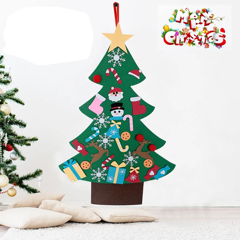 2024 Hot Sale DIY Xmas Kids Gifts Decorations Wall Hanging Felt Christmas Tree Set