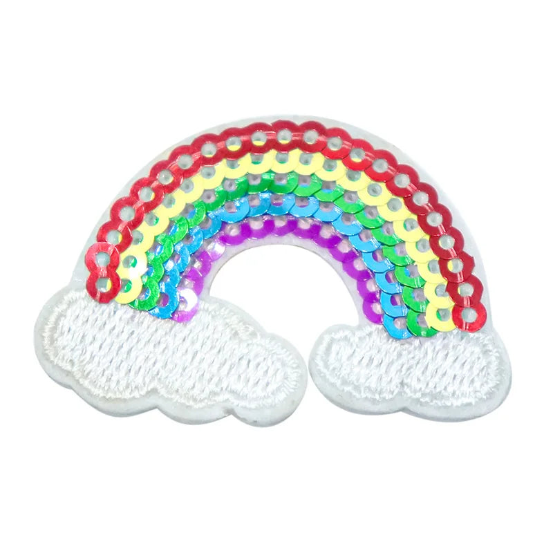 Best Selling Sticker Colorful Hearts Rainbow logo Adhesive Sequin Embroidered Letter Patches