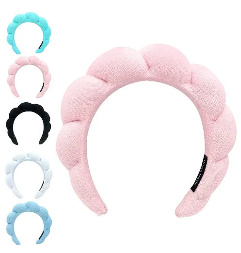 Women Girls Spa Elastic Hairbands Thick Sponge Padded Children Hair Head Bands Purple pink Cloud Stylish Twisted Bubble Headband