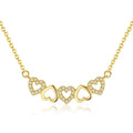 Fashion 925 Sterling Silver 18k Gold-plated Necklace Cubic Zirconia Heart Necklace for Women
