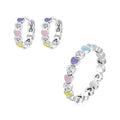 Qings Fashion Party Ware Colorful CZ 925 Diamond Cutting Enamel Stud Earring and Ring Set