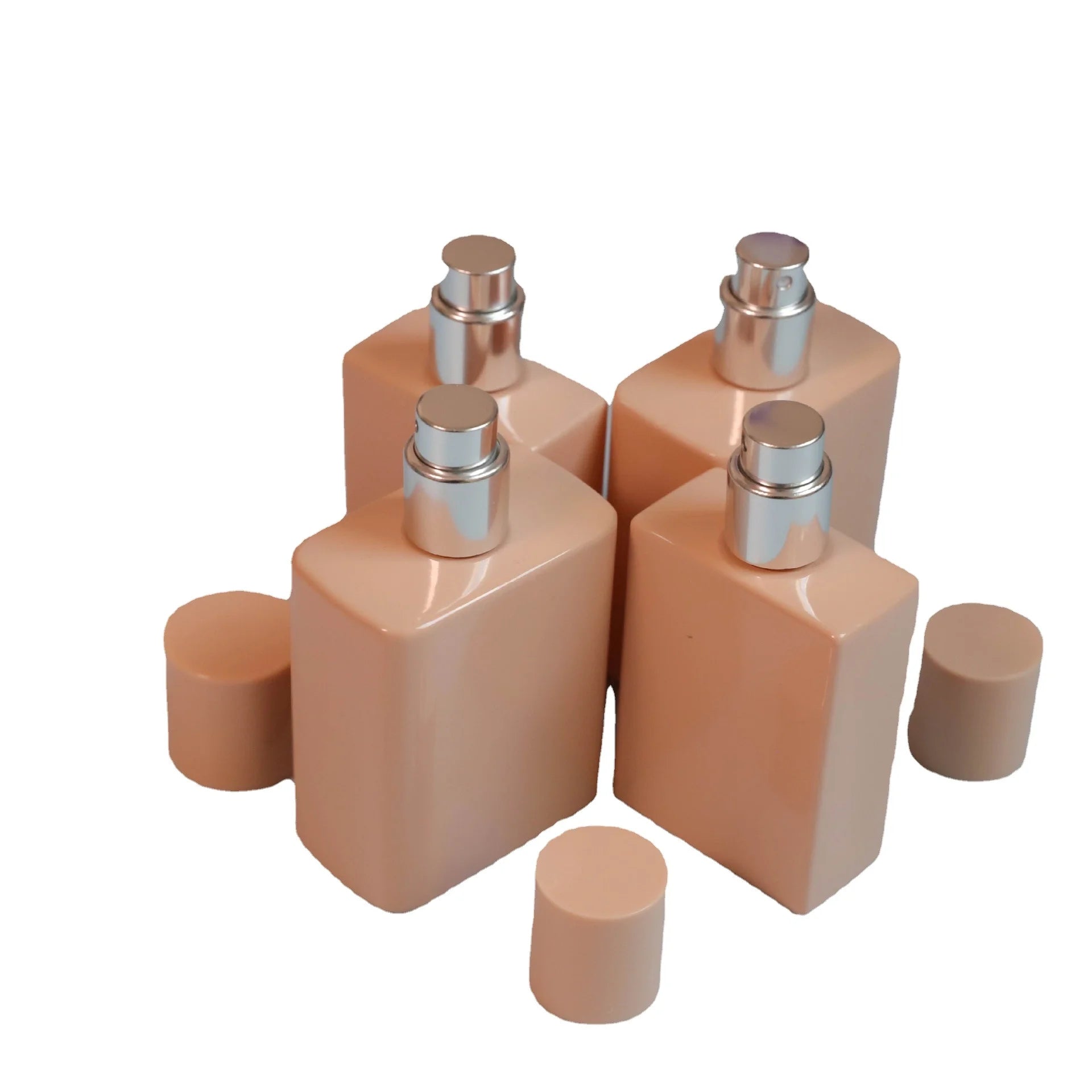 30ml 50ml 100ml Rectangular pink Perfume Bottle  Luxury Glass Perfume Spray Bottle