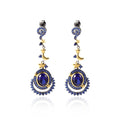 C9381 Abiding Jewelry Factory Direct Sale Blue Sapphire Moon Star Bezel Design Cheap Wholesale 925 Sterling Silver Earrings