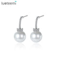 LUOTEEMI Pearl Drop Woman Statement Korean Fashion Jewelry Trendy Bridal Lady Zircon Earing Elegant Earring