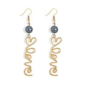 Hawaiian Valentine's Day Gifts Gold Plating Personality LOVE Heart Women Elegant Long Drop Dangle Earings Jewelry Women
