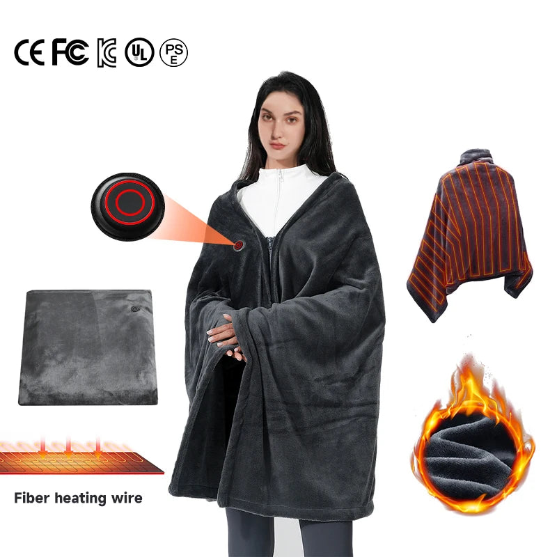 Winter Electric Throw Heated Blanket Shawl Washable Usb Rechargeable Thermal Electric Heated Blankets