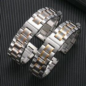 14~22MM Classic Metal Replacement with Folding Clasp 5 Beads Solid Stainless Steel Watch Strap for Samsung Galaxy for Huawei GT