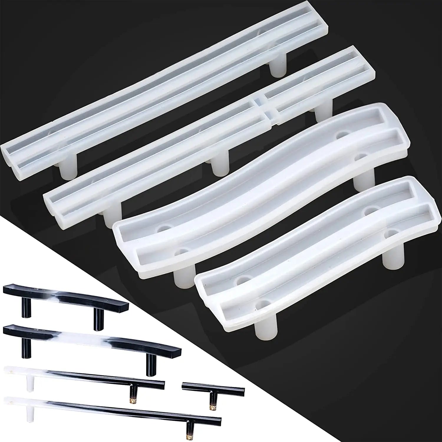 4Pcs DIY Tray Handles Silicone Molds Tray Handle Resin Mold Silicone Resin Casting Tray Molds Handles Home Decoration