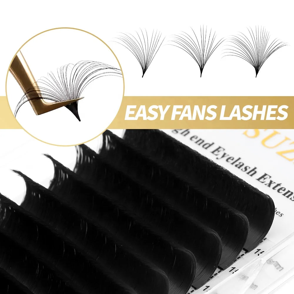 XIUSUZAKI Custom Logo Velvet Eyelash Extensions Volume Lashes C CC D 0.03 0.05 Easy Make Fans Matte Cashmere Lashes Trays