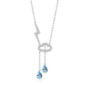 Abiding Custom Fine Jewelry 3-Year Color Retention Technology Designer Costume Silver Natural Stone Sky Blue Topaz Necklace