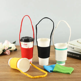 Custom Insulated Bubble Boba Milk Tea Tote Portable Cotton Canvas Coffee Cup Mug Tumbler Sleeve Carrier for Summer