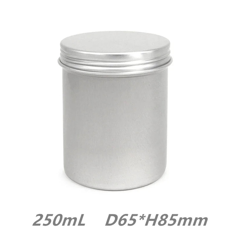 250ml Empty Silver Round Aluminum Tin Cans Refiillable Aluminum Containers Aluminum Pots Storage Cases for Tea Spice Candles
