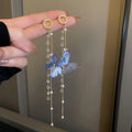 Fashion Korean Butterfly Crystal Rhinestone Drop Earrings for Women Girls Jewelry New Arrival