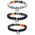 7 Chakra Yoga Gemstone Bracelet Life of Tree Charms Handmade 8MM Beaded  Bracelets Healing Protection Nature Quartz Bangle