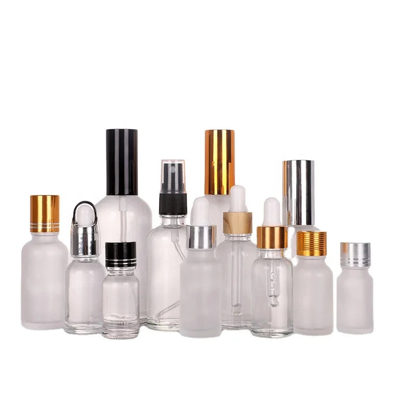 Customized Brand Glass Bottle with Golden Silver Pump Sprayer for Skincare and Perfume Guangdong Origin Screen Printed