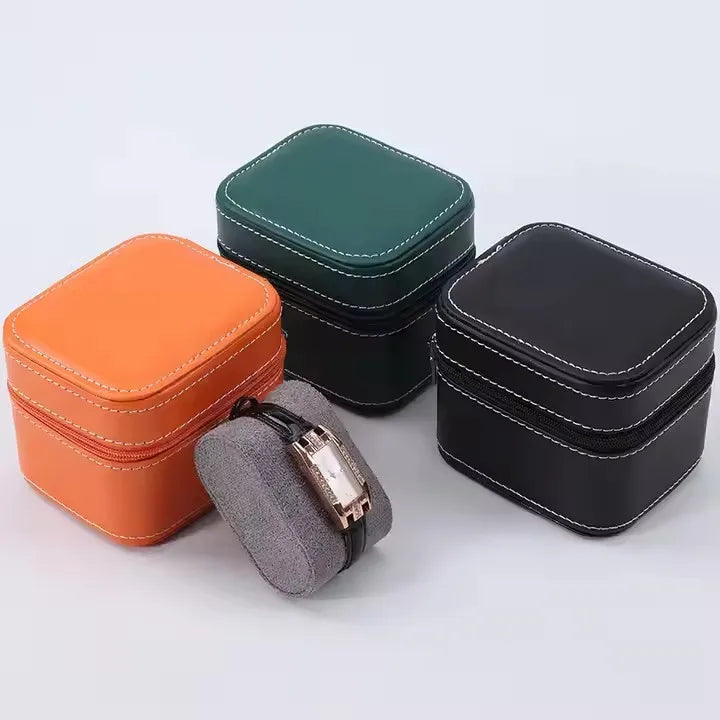 Wholesale Watch Box High-End PU Leather Portable Flip Cover Travel Single Zipper Watch Bag for Business