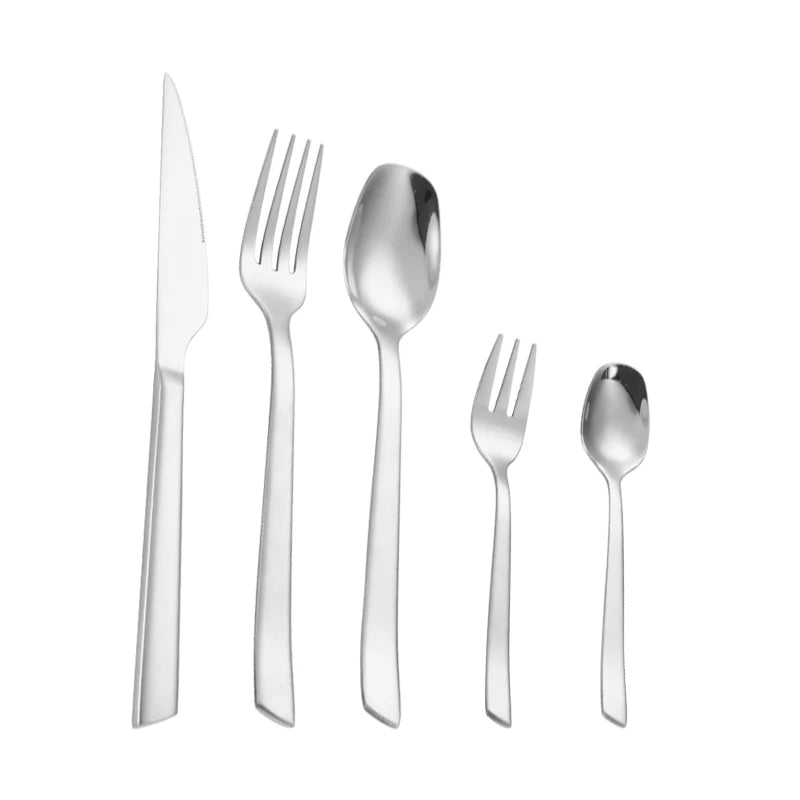 Stainless Steel Manufacture Cutlery Spoon Fork Knife Flatware Set with Wide Handle for Restaurant