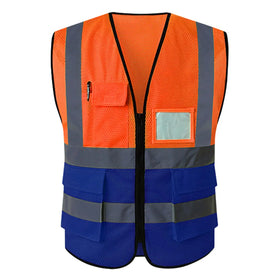 Royal Blue Kids Reflective Vest Class 2 Ems Running Gear Orange+Blue Hi Vis Visibility for Cycling Running Zipper Made Polyester