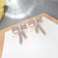 New Arrival Trendy Gold Plated Crystal Drop Earrings for Women Big Bow Style for Wedding Parties Gifts Customizable Jewelry