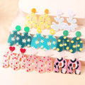 Irregular Graffiti Acrylic U-Shape Fruit Cherry Drop Earrings Colorful Relief Effect Daisy Flower Accessories
