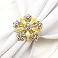 Wholesale Metal Iron Napkin Rings with Rhinestone Flower Elegant Serviette Decoration for Weddings Parties Stocked Accessory
