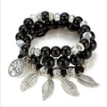 Fashion Tree of Life Multilayer Bracelet Jewelry Bangles Ladies Metal Alloy Leaf Chain Bracelets Handmade Glass Beaded Bracelet