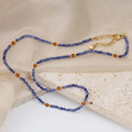 Chris April 316L Stainless Steel Natural Gems Blue-veins Stone Beads Necklaces Wholesale