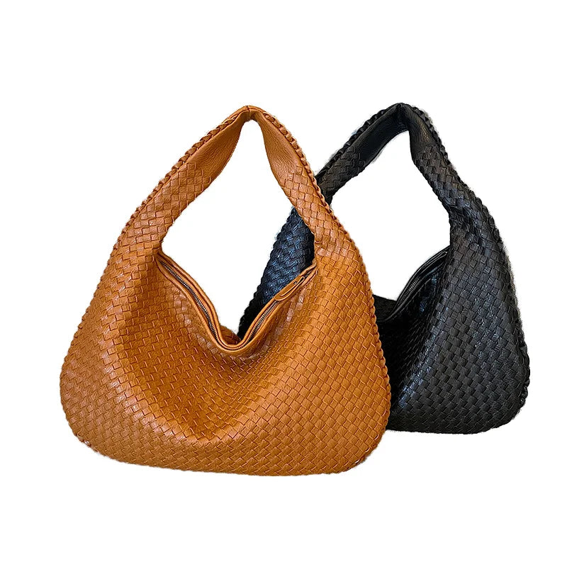 CLBX 2023 Women's Luxury Soft Handbag Designer Fashion Leather Woven Shoulder Bag with Silicone Wood Metal Materials