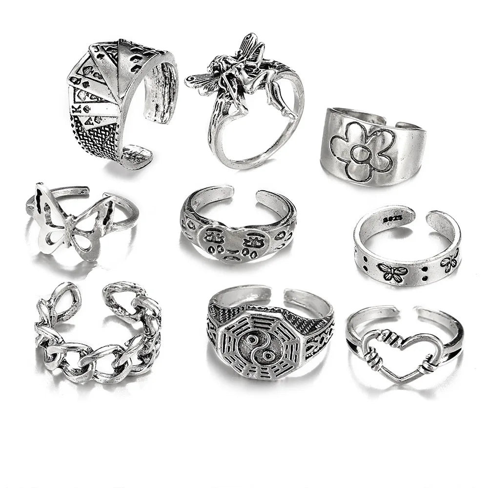 Knuckle Rings Set Butterfly Stacking Ring Vintage BOHO Rings Mixed Style for Women Teen Girls