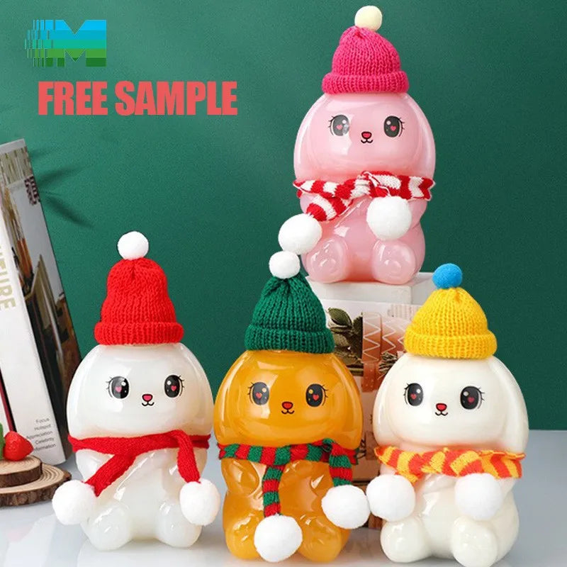 Oem Odm Christmas 400ml Pine Sealed Lid Custom Bouteille De Lait En Plastique Plastic Bottles for Tops Drinks