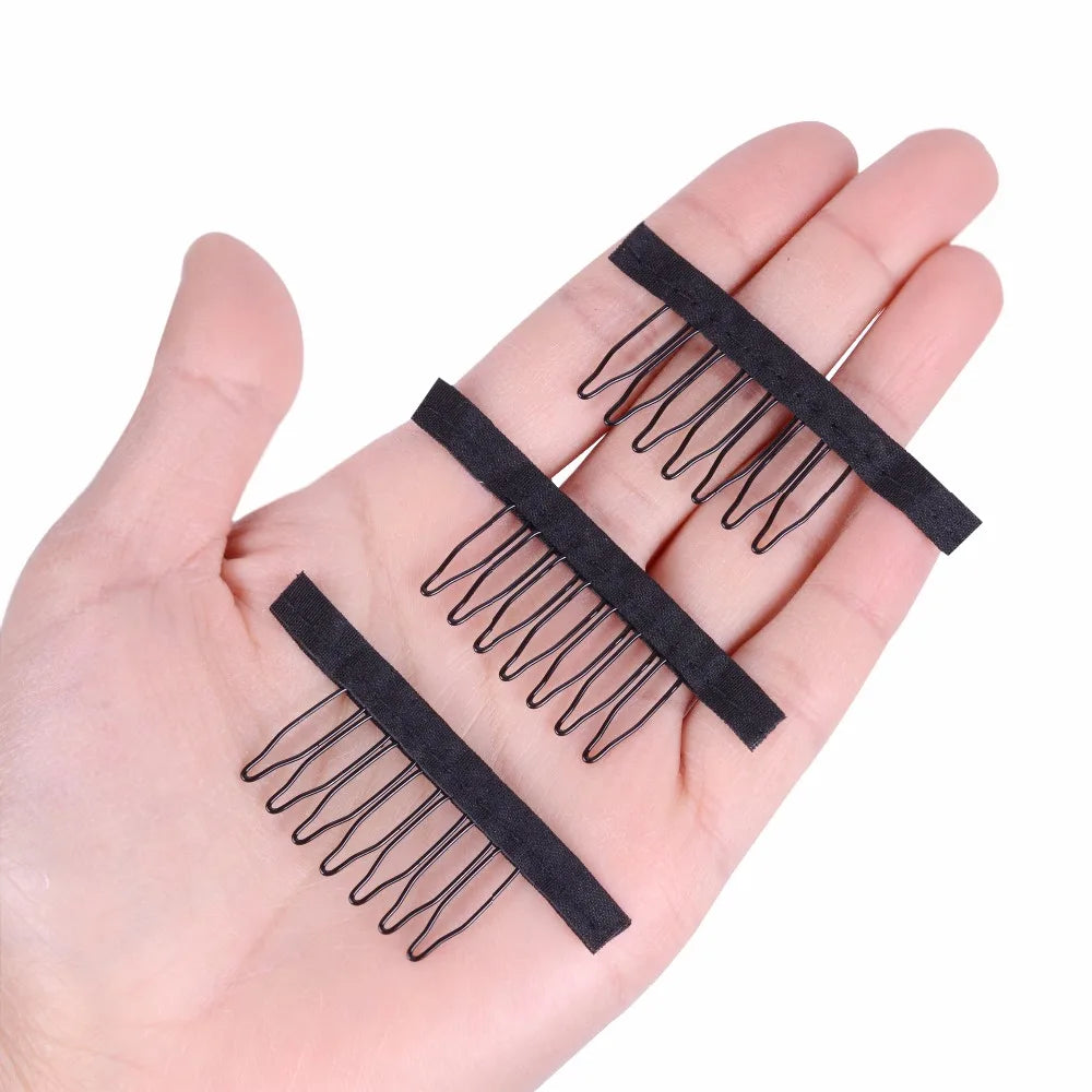 7 Teeth Stainless Steel Wig Combs for Wig Caps Factory Supply Wig Clips for Hair Extensions